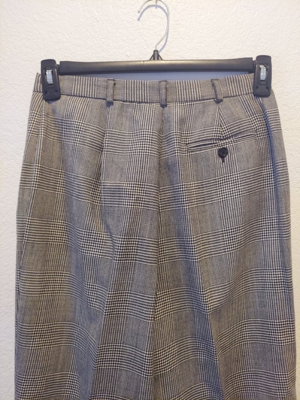 Vintage Lauren Ralph Lauren 100% Wool Trousers - Glen Plaid Pleated Dress Pants - Picture 6 of 12
